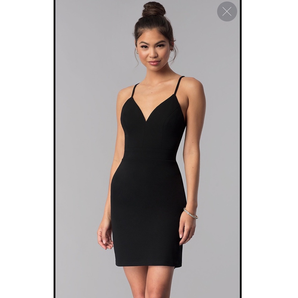 Lace-Back Short Black Homecoming Party Dress - Picture 2 of 6